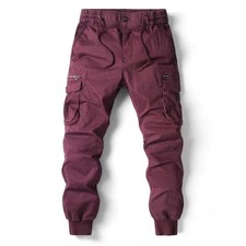 Men's Jeans Joggers Elasticated Waist Cargo Combat Trousers Casual Cuffed Pants