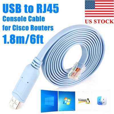 USB to RS232 Serial to RJ45 CAT5 Console Adapter Cable for Cisco Routers FTDI.
