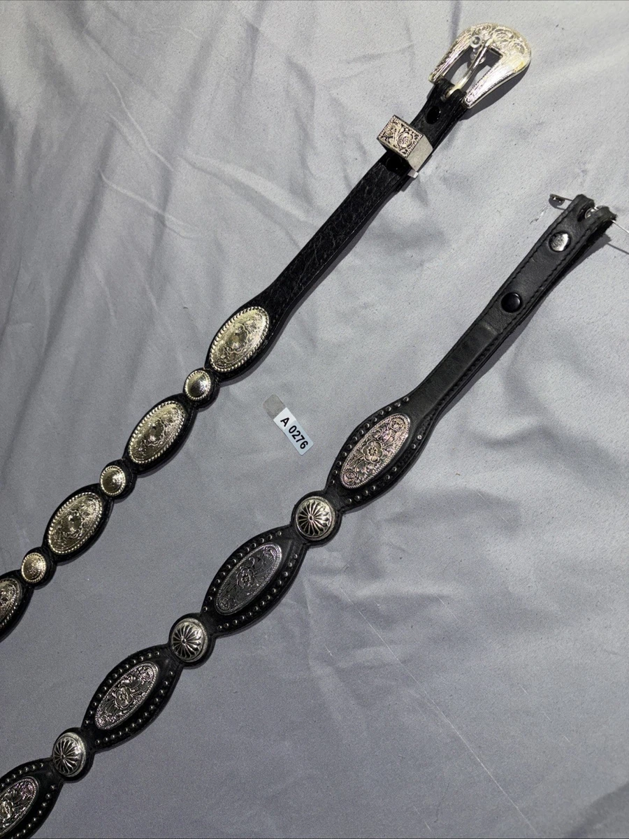 NOCONA 36 K643 Concho Belt Silver Gold Leather Belt VTG No Buckle Nocona Women main image 3