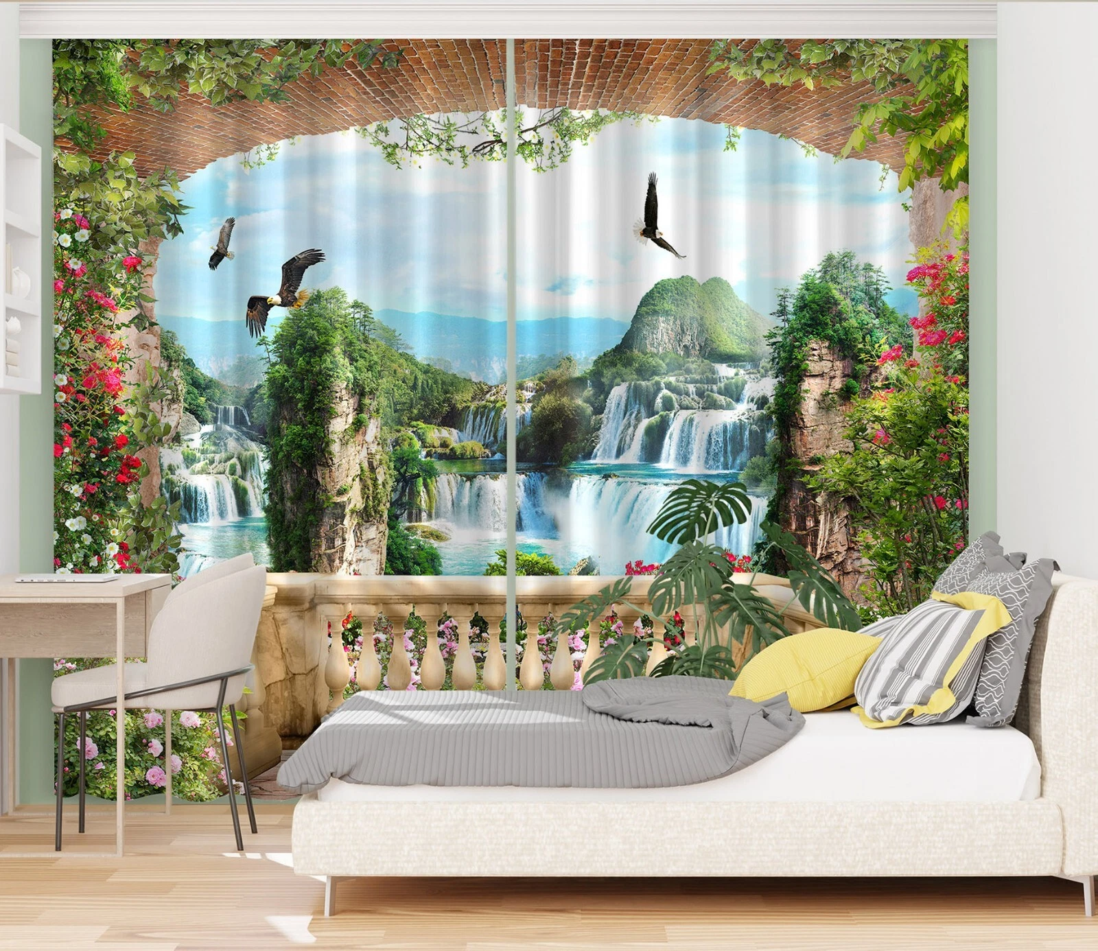 3D Three Eagles ZHUB131 Photo Curtain Window Blockout Fabric Vera 2023