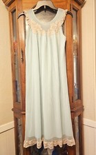 Vintage SNOWDON Nightgown Laced MEDIUM Babydoll MINT GREEN