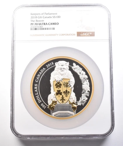 2018 Canada 100 Dollars Silver Keepers Of Parliament Beaver PF70 UCAM NGC *3783