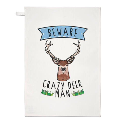 Beware Crazy Deer Man Dish Towel Sinkers - Funny - Picture 1 of 1