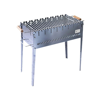 Mangal Schaschlik Grill aus EDELSTAHL Koffer mit Grillrost Camping klappbar