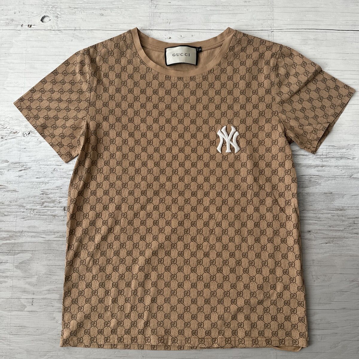 Rare! GUCCI NY New York Yankee MLB logo embroidered Women's Shirt Size  Small