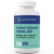 WELMATE Sodium Chloride 1g Electrolyte Salt Tablets  300 Count Exp. Date 7/26