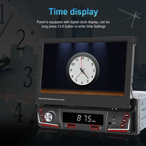 1 Din 7" Touch Flip Out Car Radio Stereo Apple Carplay Android USB Player+Camera - Imagen 10 de 15