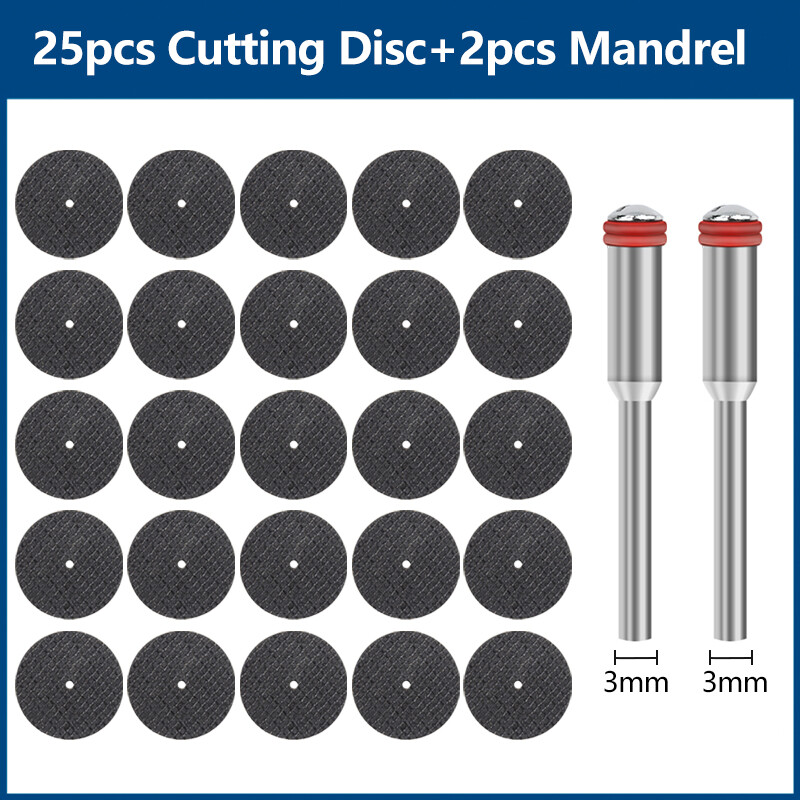 25Pcs Mini Cutting Disc Set Cut Off Wheel Drill Dremel Rotary Mandrel