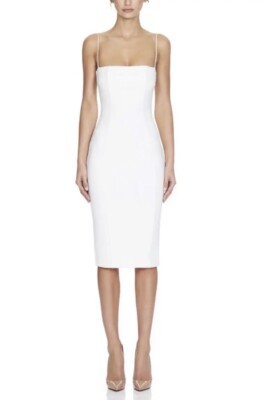 knee length dresses for ladies Linen white dress main image 0