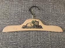 Vintage 10 Wooden Child Kid Youth Pink Clothes Hanger / Cat Kitten Design