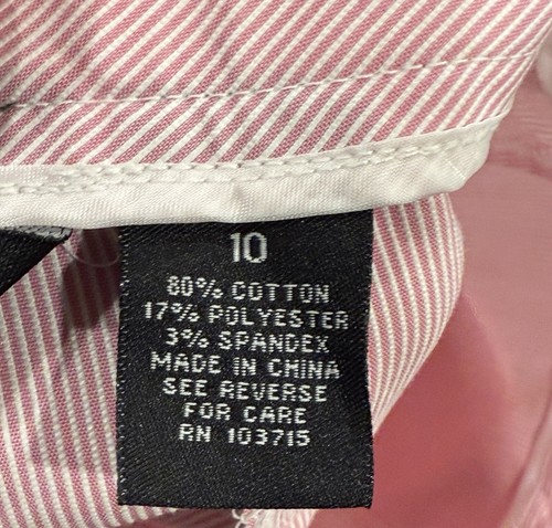 Women’s Size 10 Pink Striped Cuffed Capris Larry Levine Lifestyle Attitude - Picture 4 of 5