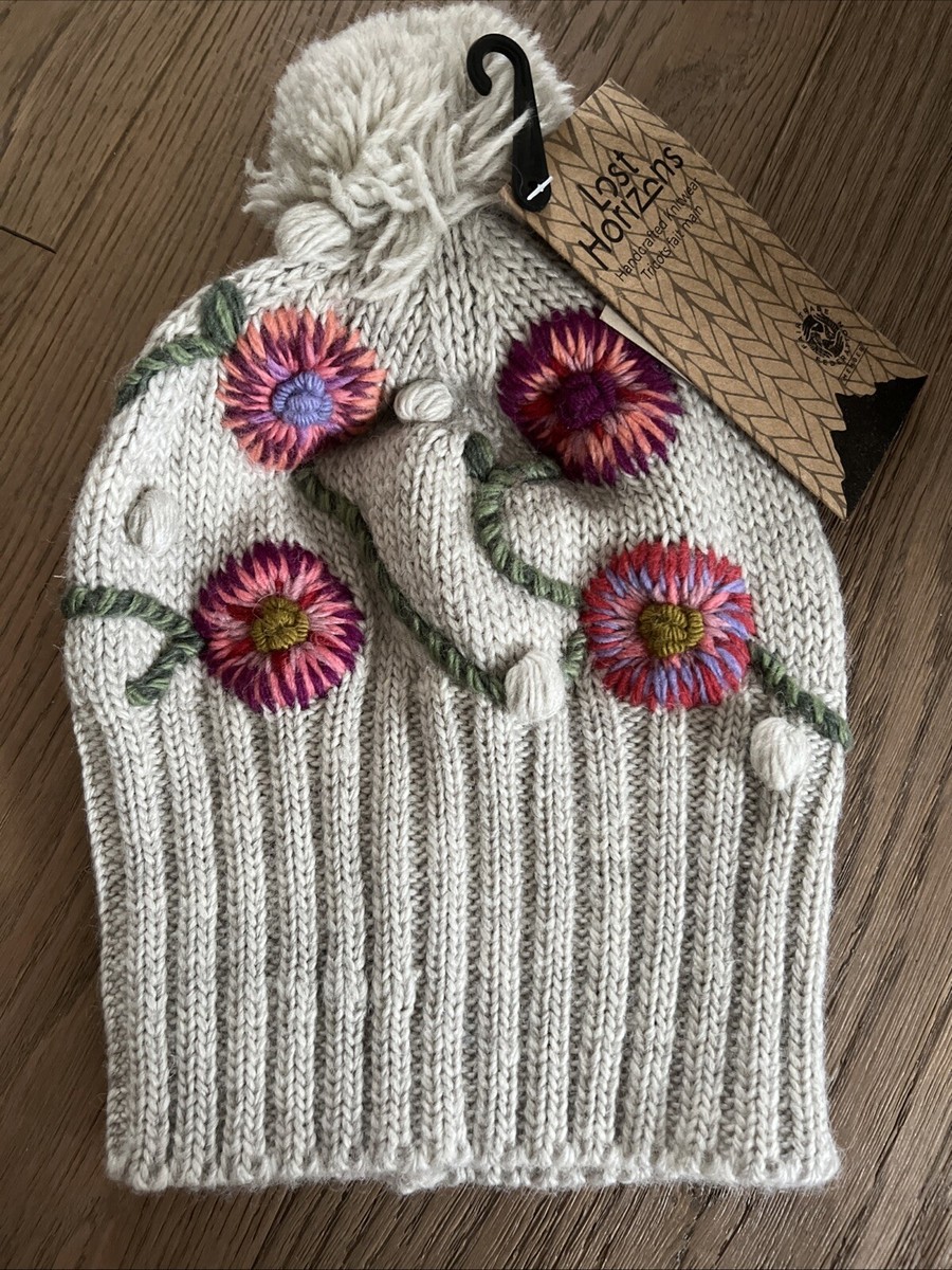 NWT Sundance Catalog Tan Embroidered Floral 100% Wool “Tranquil