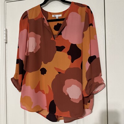 DR2 blouse 3/4 Sleeve Multi Color Sz M