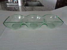 Vintage Green   Glass 3 Section Candy/Nut Dish UNIQUE