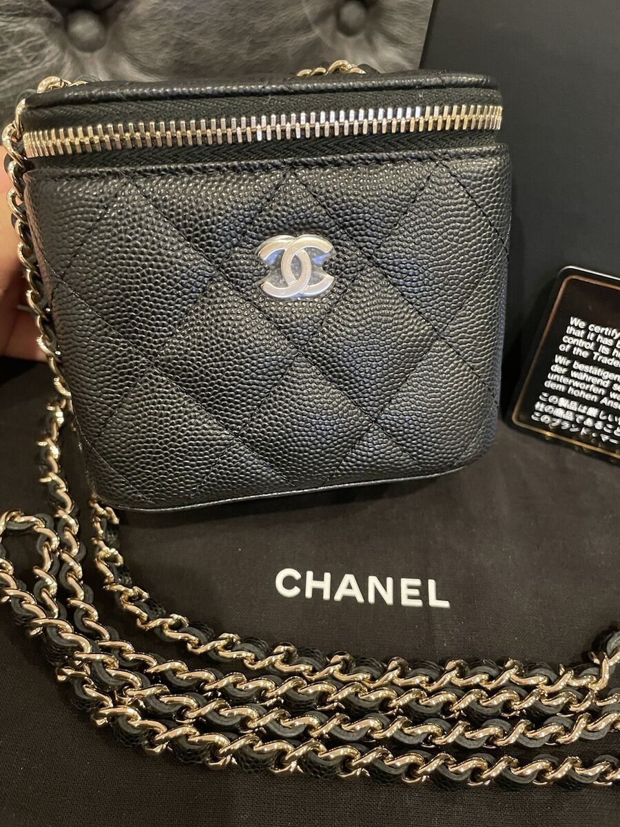 NWT 21S Chanel Classic Small Vanity with Chain Black Caviar NWT 21S Chanel Classic Small Vanity with Chain Black Caviar