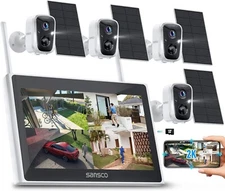 4MP Solar Wireless Security Camera System 10'' Monitor 128GB 2-Way Talk Color