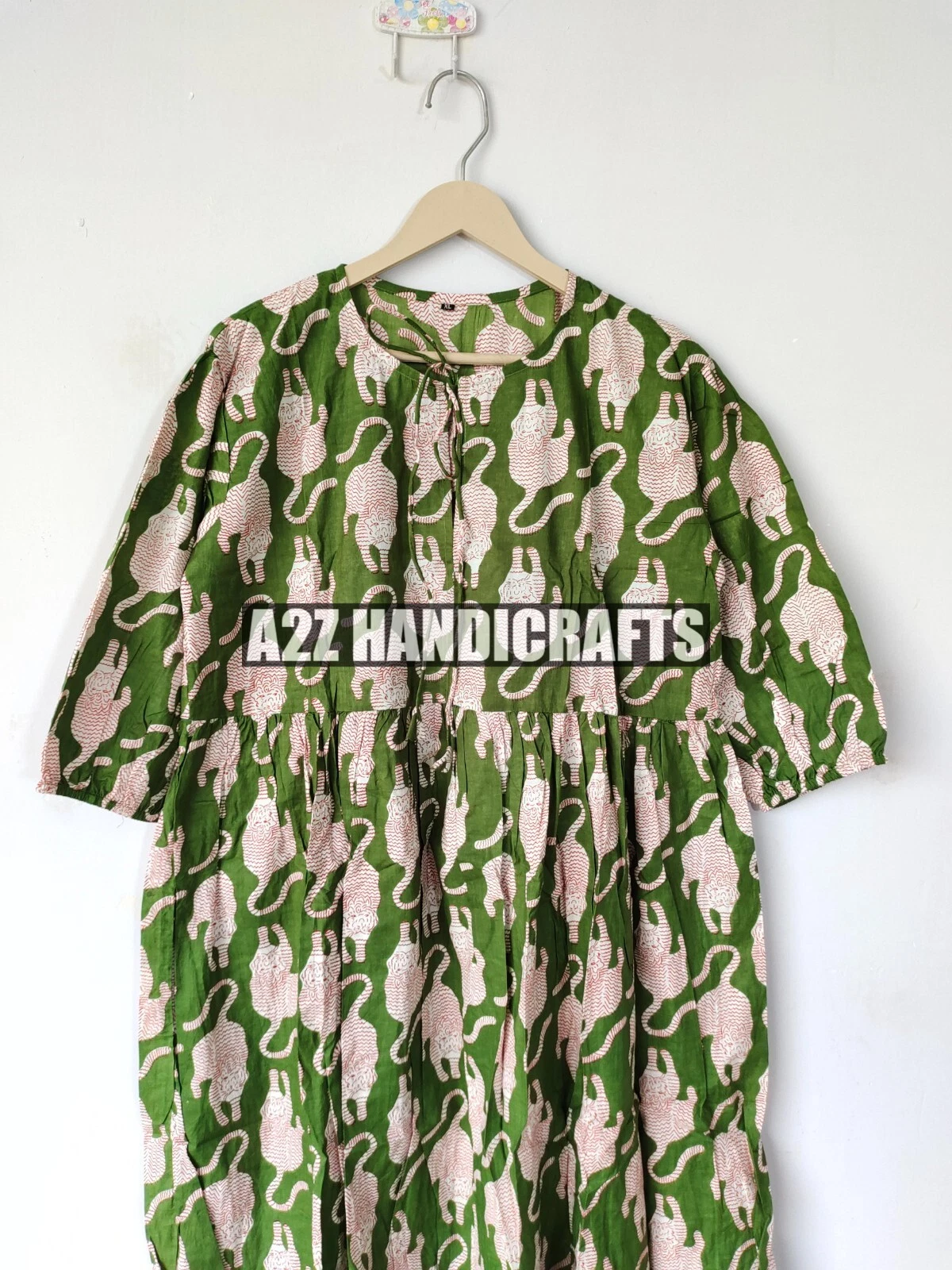 Indian New Printed Dress Traditional Block Printed Cotton Maxi Dress Party Wear