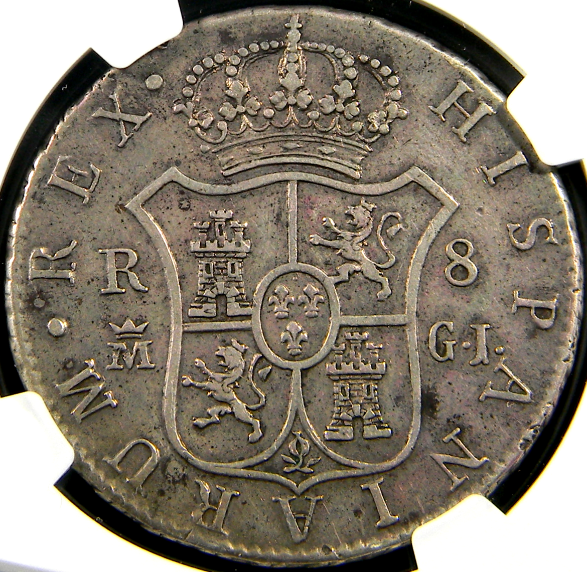 Spain 1815 M GJ Silver 8 Reales NGC XF Details Graffiti (05-18) | eBay