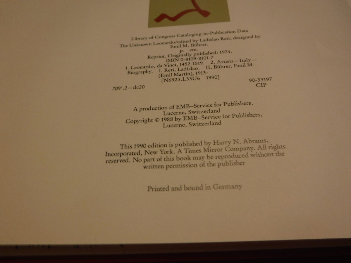 The Unknown Leonardo- Edited by Ladislao Reti, 1990, Illustrated