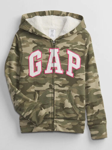 NWT Gap Kids Girls Logo Hoodie Sherpa Lining Camo camouflage  Small 6-7 - Picture 1 of 1