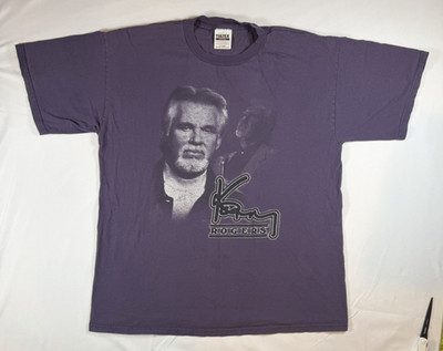 Mens XL Vintage Kenny Rogers World Tour Double Sided T-Shirt Purple Tultex 90s