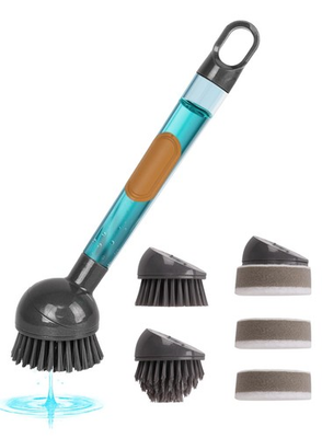#ad Soap Dispensing Dish Brush Storage Set with 360° Rotating Head Kitchen Black $14.76
