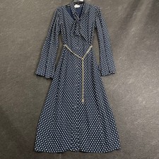 MICHAEL KORS Polka Dot Georgette Tie-Neck Midi Dress Women's Size XS