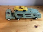 Vintage 1960s Tonka Trucks mint green car carrier trailer w/yellow car/one ramp