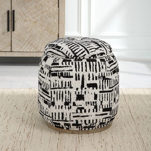 Uttermost 23195 Dialogue 18"W Fabric Accent Stool - White - Picture 7 of 7