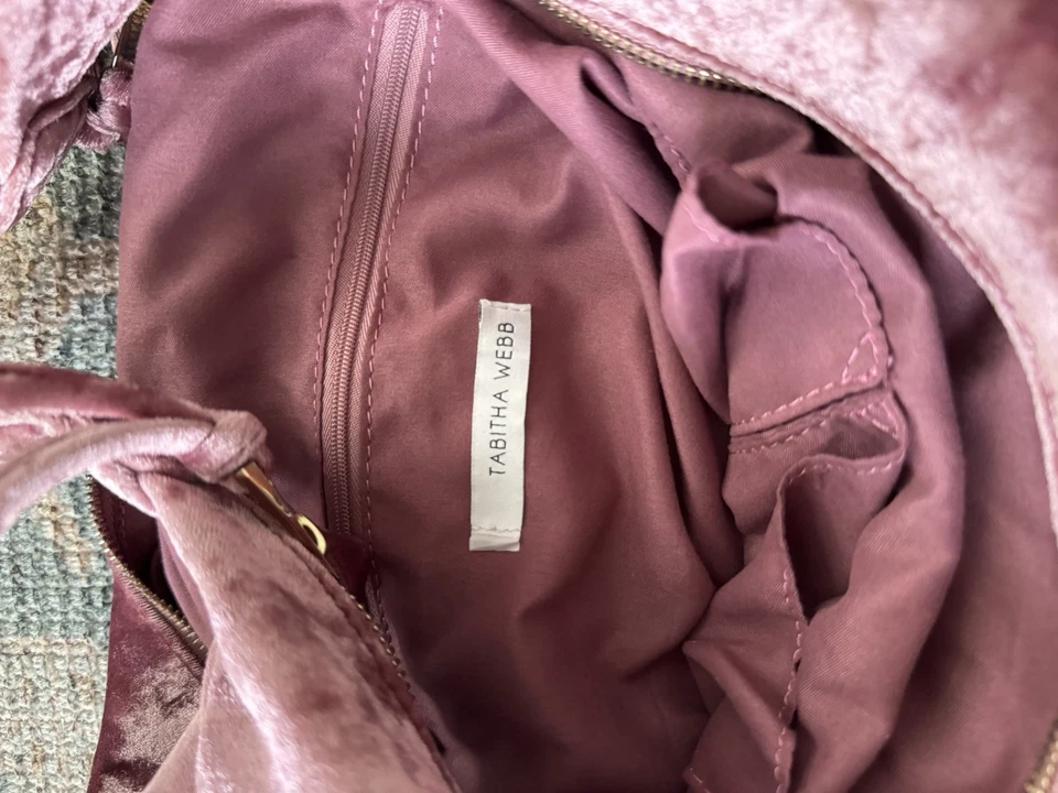 Tabitha Webb Pink Crushed Velvet Slouch Hobo Shoulder Bag Tote Large - Image 3 of 4