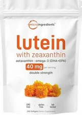 Micro Ingredients Lutein and Zeaxanthin 40mg Softgels, 240 Count, with Omega-3s,