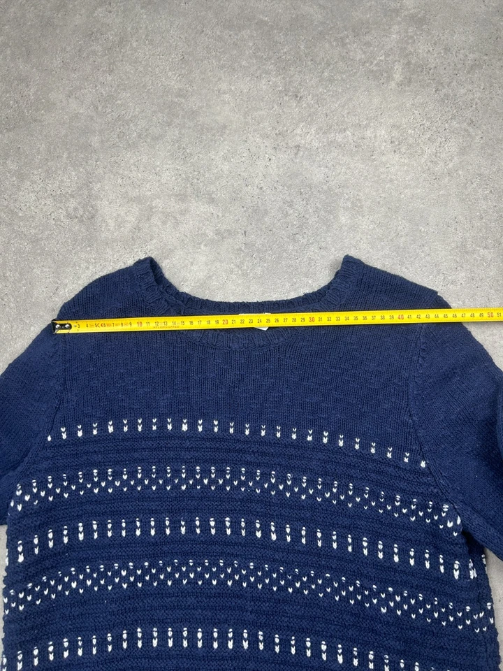 L.L.Bean Pull tricot ajoure Bleu marine et blanc Col rond XL (417) - Photo 4/4