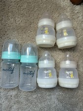 MAM  Motif Wide Neck Baby Bottles Lot of 6 BPA-Free, Silicone Nipples