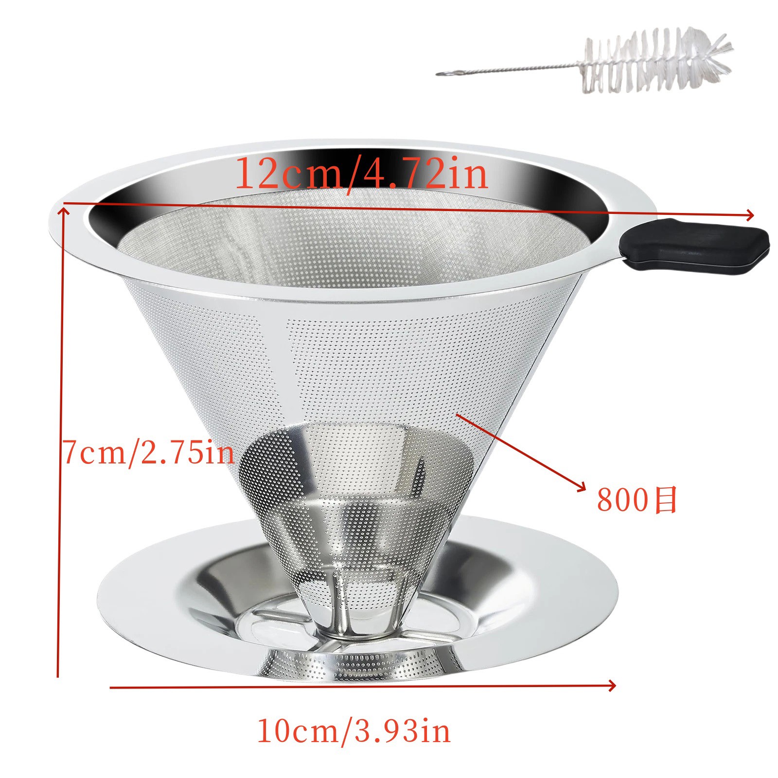Paperless Pour Over Dripper 304 Stainless Steel High Density Filter Retains Oil