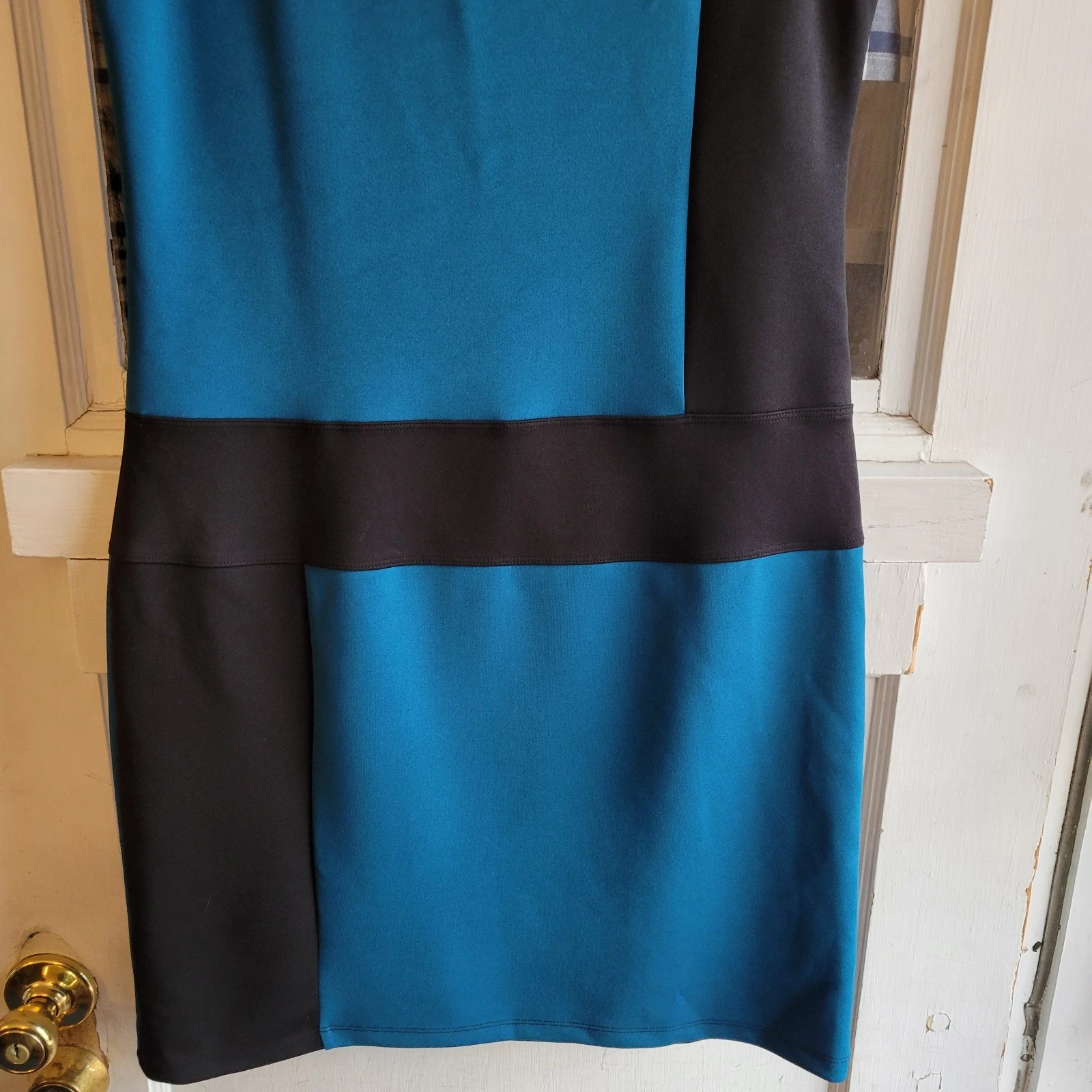 VETEMENTS Abito donna Enfocus maglione senza maniche color block verde acqua e nero taglia 12