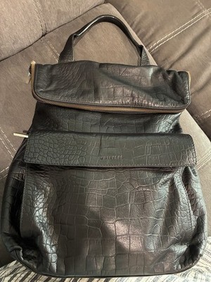 Preowned Whistles Verity Backpack Croc Embossed Leather In Black Sold Out