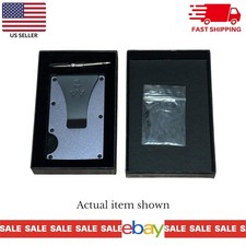 Minimalist Slim Wallet Aluminum   Card Holder w/ Strap, Black