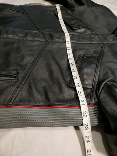 Vintage Yamaha Leather Jacket Black Padded Racer Motorcycle Biker Size 42/Mens M - Picture 6 of 19