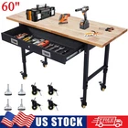 60" Workbench Adjustable Height Workstation Worktable w/ Power Outlets & Drawer