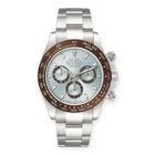 Rolex Daytona Chronograph Ice Blue Dial Brown Tachymeter Bezel Silver Bracelet