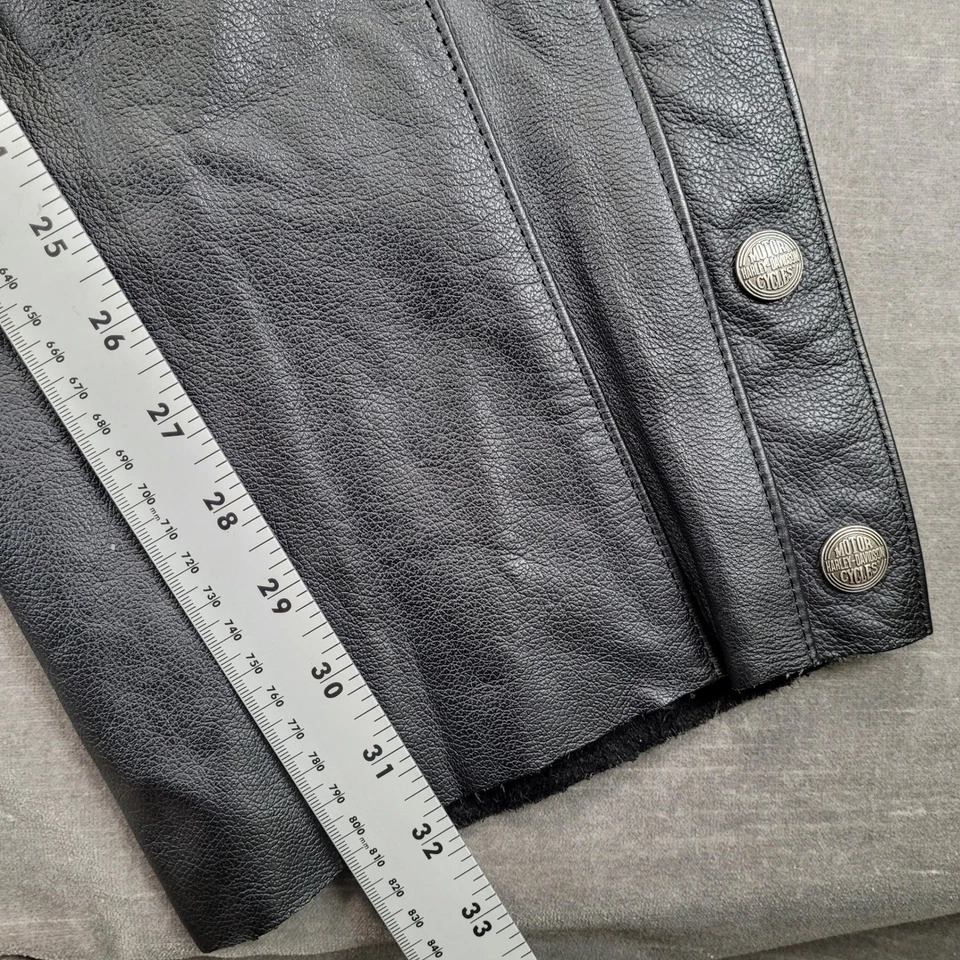 Pantalones de cuero vintage Harley Davidson con cinturón para hombre 36x32 cremalleras y broches de presión Foto 3 de 4