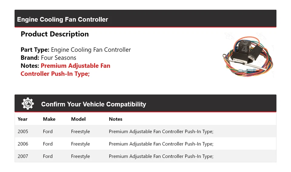 Controlador de ventilador de refrigeración del motor Ford Freestyle 2005-2007 4 estaciones 2006 Foto 2 de 4