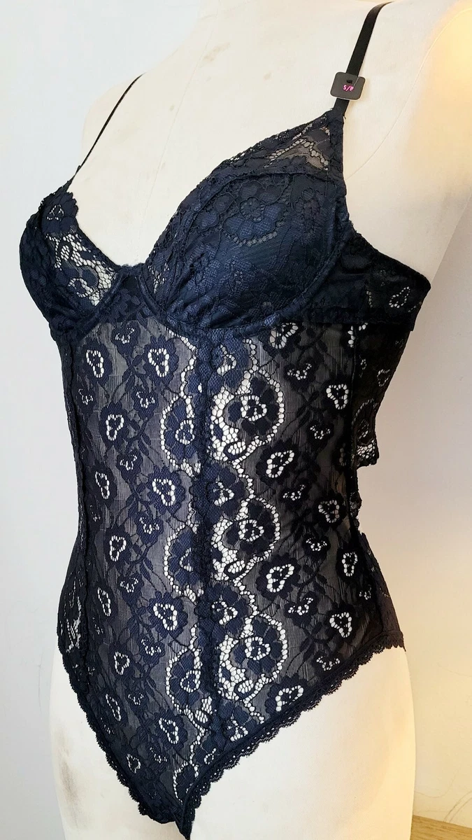 LA SENZA CUT OUT LINGERIE LACE BODYSUIT BLACK COLOR SIZE SMALL NWT