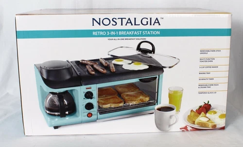 Nostalgia Retro 3 in 1 Electric Breakfast Station - Aqua