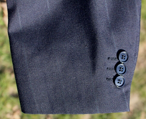 Pierre Cardin Mens 2 Btn Pinstriped Midnite Blue Wool Suit estimatedSz 46L 38x31 - Picture 5 of 14