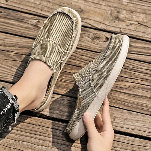Mens Slip On Canvas Driving Shoes Boat Loafers Moccasins Pumps Mule Walking Soft - Picture 5 of 20