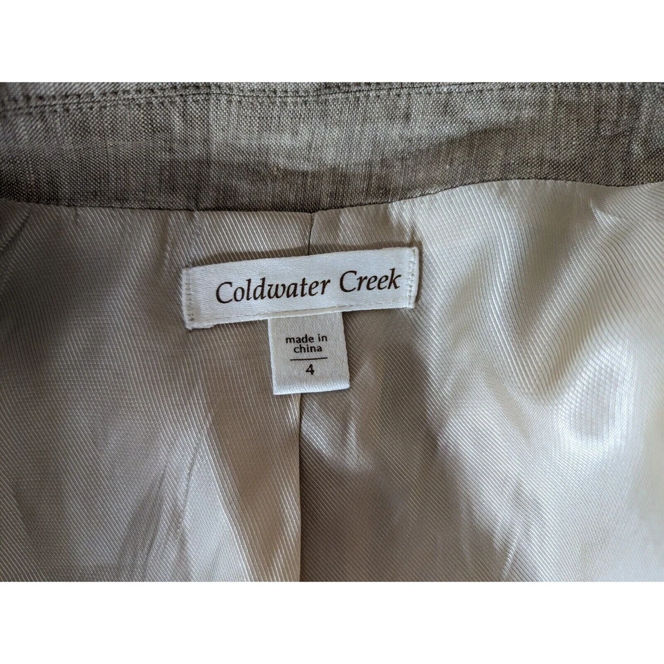 Chaqueta Cárdigan Coldwater Creek Mujer Lino Beige Bordado Ventilado Boho Talla 4 Foto 2 de 4