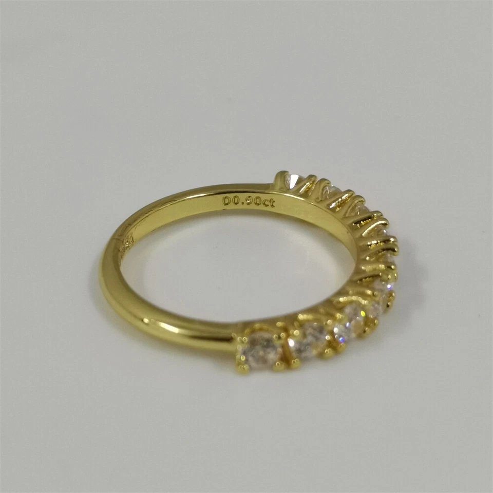 Anillo banda media eternidad diamante era pandora oro cultivado en laboratorio Foto 4 de 4