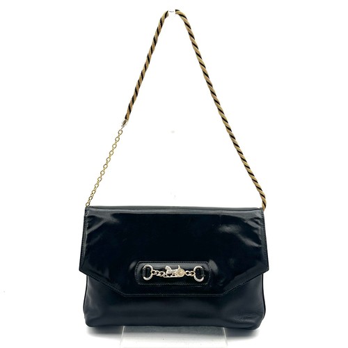 Vintage Celine Schultertasche Kette Leder schwarz Kutsche echt #327 - Bild 3 von 12
