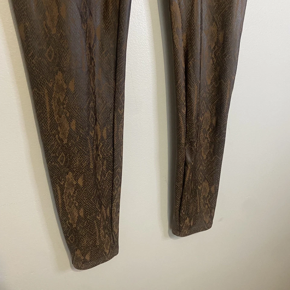 Spanx Leggings Size 1X Faux Leather Snakeskin Print Brown Black Tight - Image 3 of 4